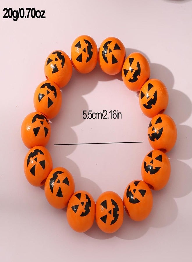Palotay Halloween Pumpkin Beaded Bracelets Cute Halloween Accessory for Cosplay Halloween Stretch Pumpkin Bracelets Halloween Party Costume Jewelry A - Image 4